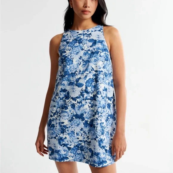 Abercrombie & Fitch | Dresses | High Neck Linen Blend Mini Dress | Poshmark